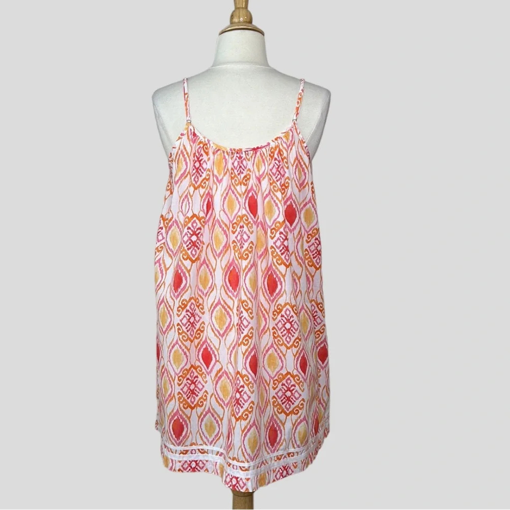 Oscar de‎ la Renta Ikat Cotton Slip Dress S | Boho Resort Summer Lounge - Picture 9 of 16